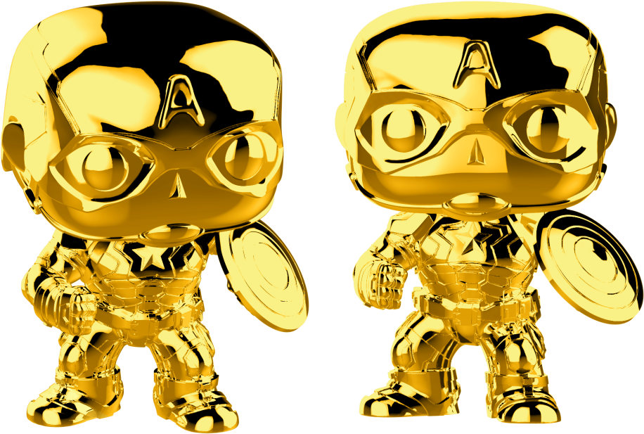 Marvel Studios - Captain America Gold Chrome Pop Clipart (999x667), Png Download