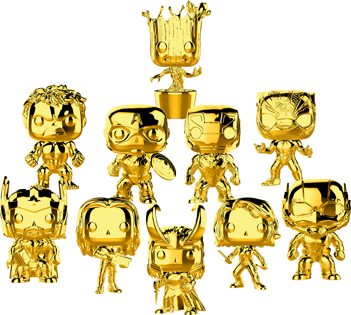 The First Ten Years - Funko Figure Pop Marvel Studios 10 Thor Gold Chrome Clipart (1500x1364), Png Download