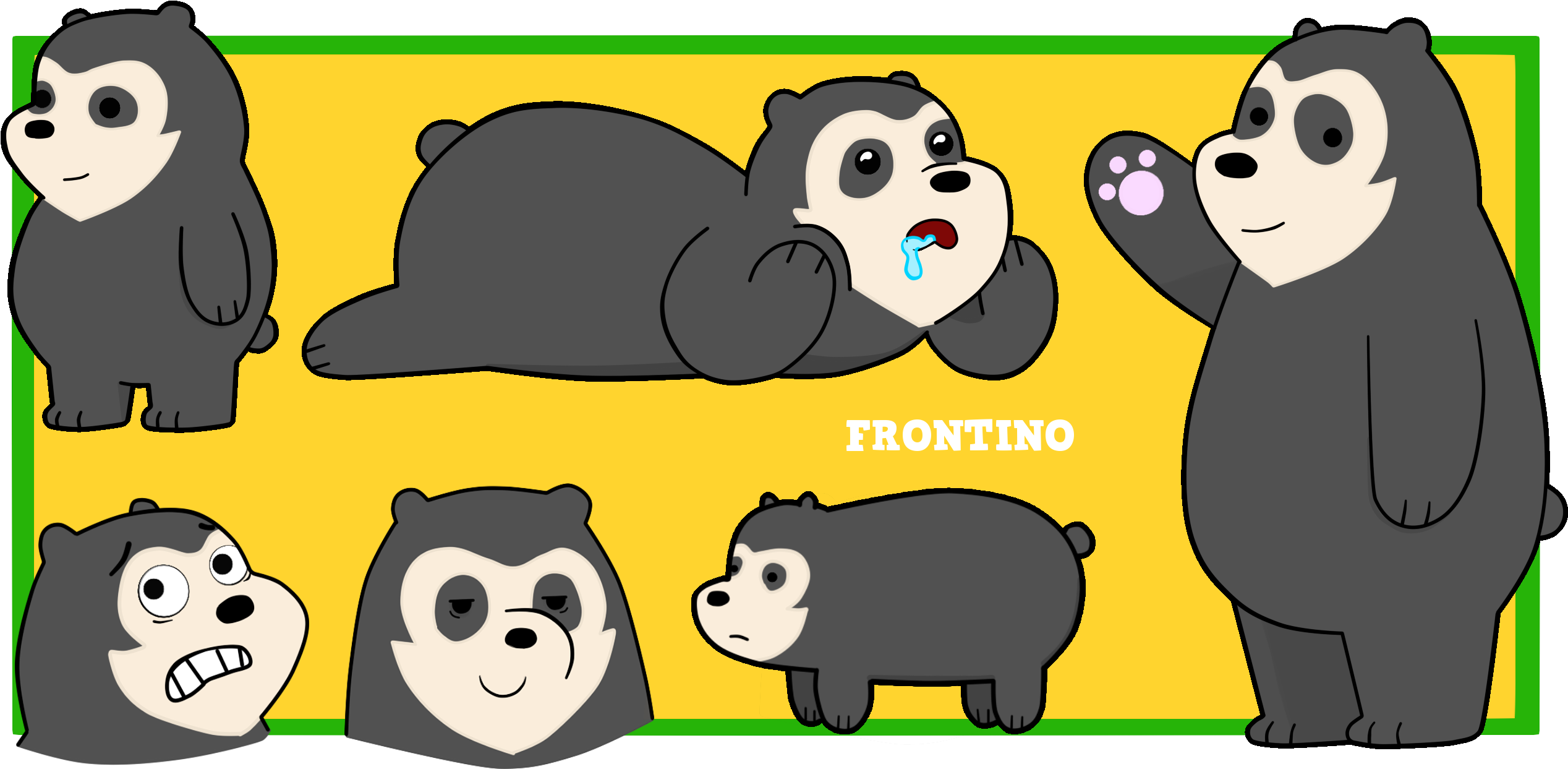 We Bare Bears Oso Frontino - We Bare Bears Andean Bear Clipart (2562x1275), Png Download