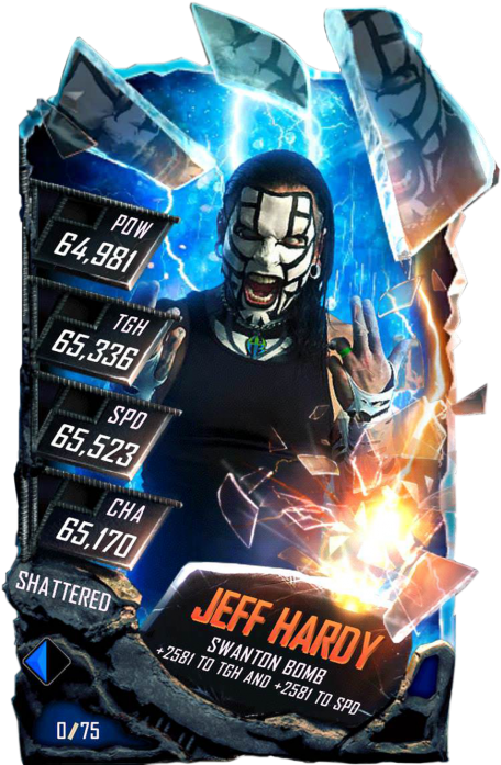 Jeff Hardy Wwe Supercard Season Debut Wwe Supercard - Wwe Supercard Shattered Cards Clipart (456x720), Png Download