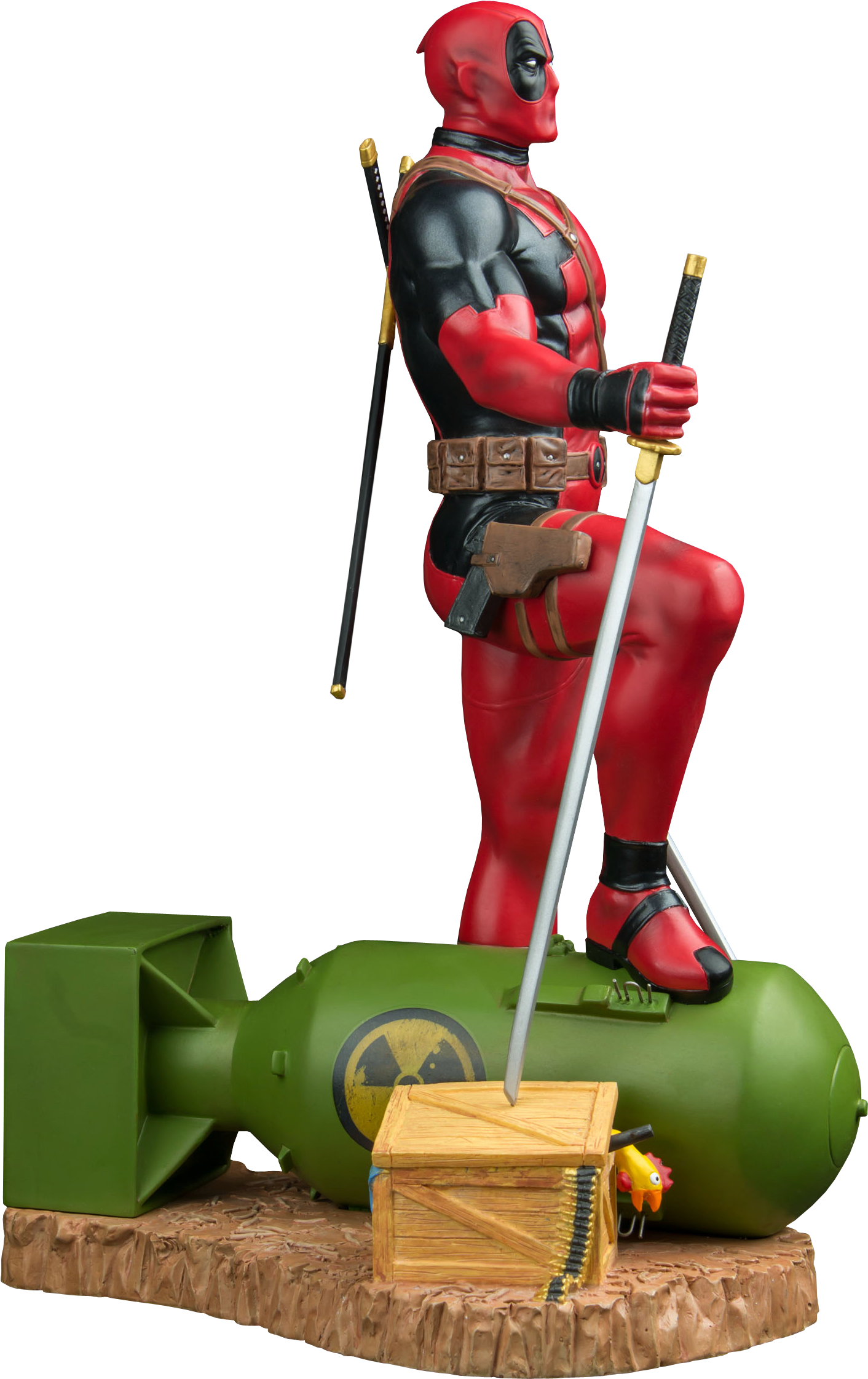 Deadpool On Atom Bomb 1/6th Scale Statue - Deadpool And Black Spiderman Clipart (1488x2283), Png Download