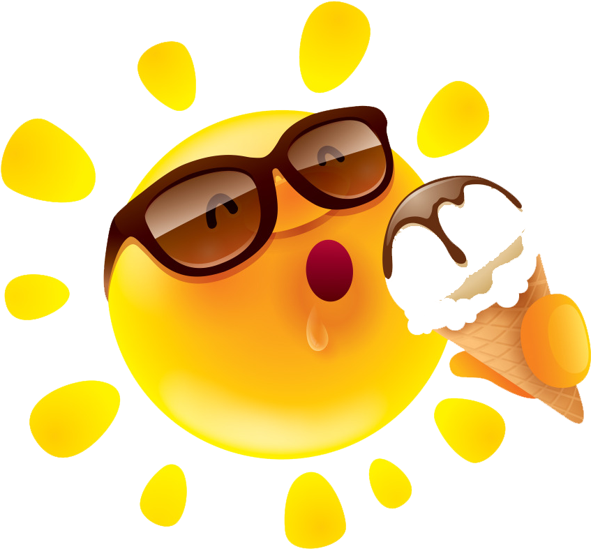 Eating Sun Ice Royalty-free Cartoon Cream Clipart - Sun Eating Ice Cream - Png Download (1024x1024), Png Download