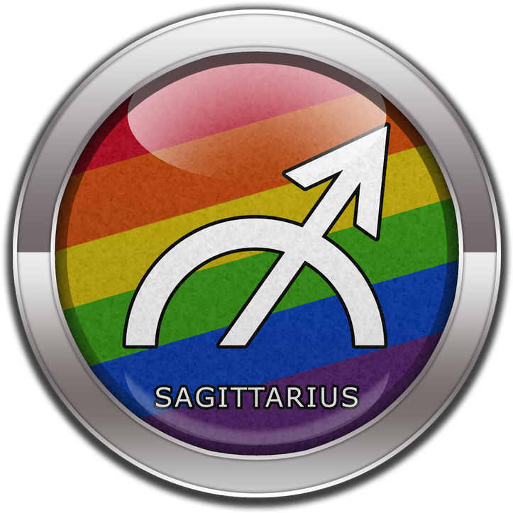 Sagittarius Horoscope Symbol On Round Lgbt Rainbow Clipart (723x723), Png Download