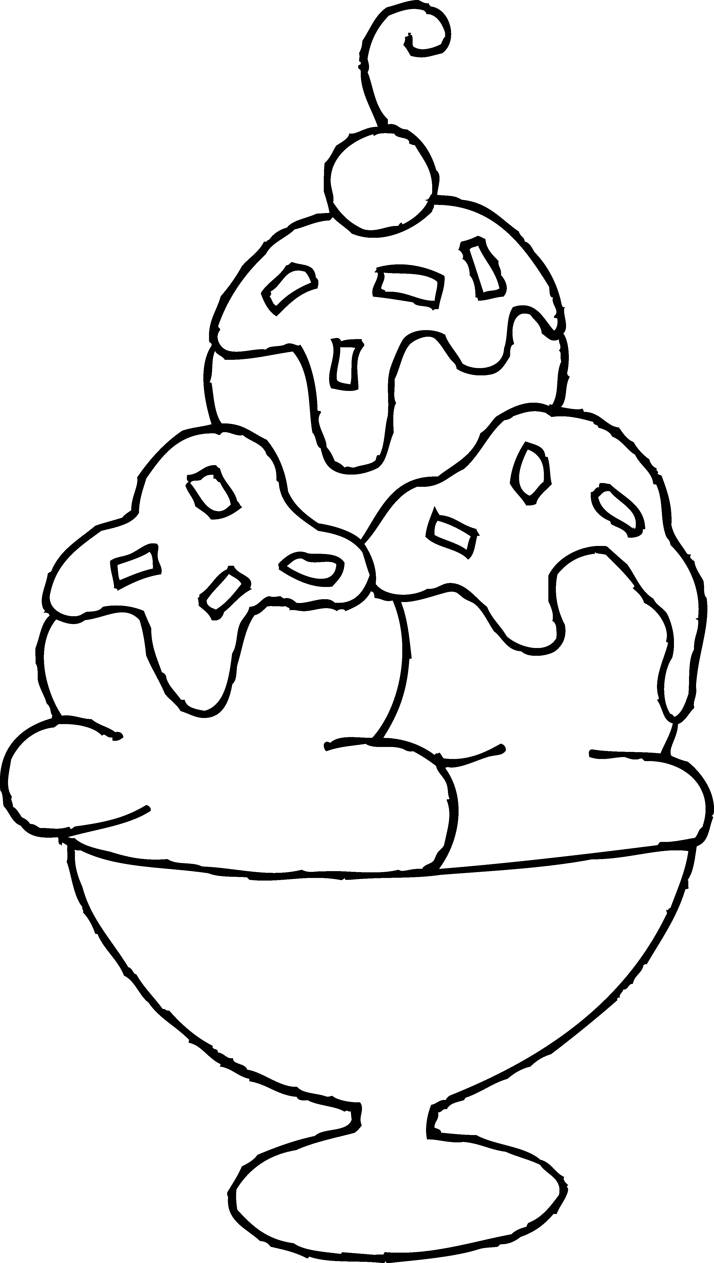 Best Photos Of Ice Cream Bowl Coloring Page - Ice Cream Sundae Drawing Clipart (3030x5360), Png Download