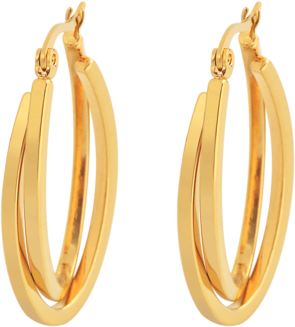 18k Gold-plated Oval Hoop Earrings - Earrings Clipart (864x864), Png Download