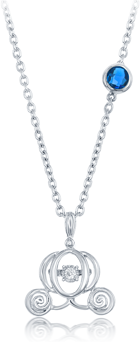 Ladies Enchanted Disney Cinderella Carriage Necklace - Disney Enchanted Cinderella Necklace Clipart (491x1201), Png Download