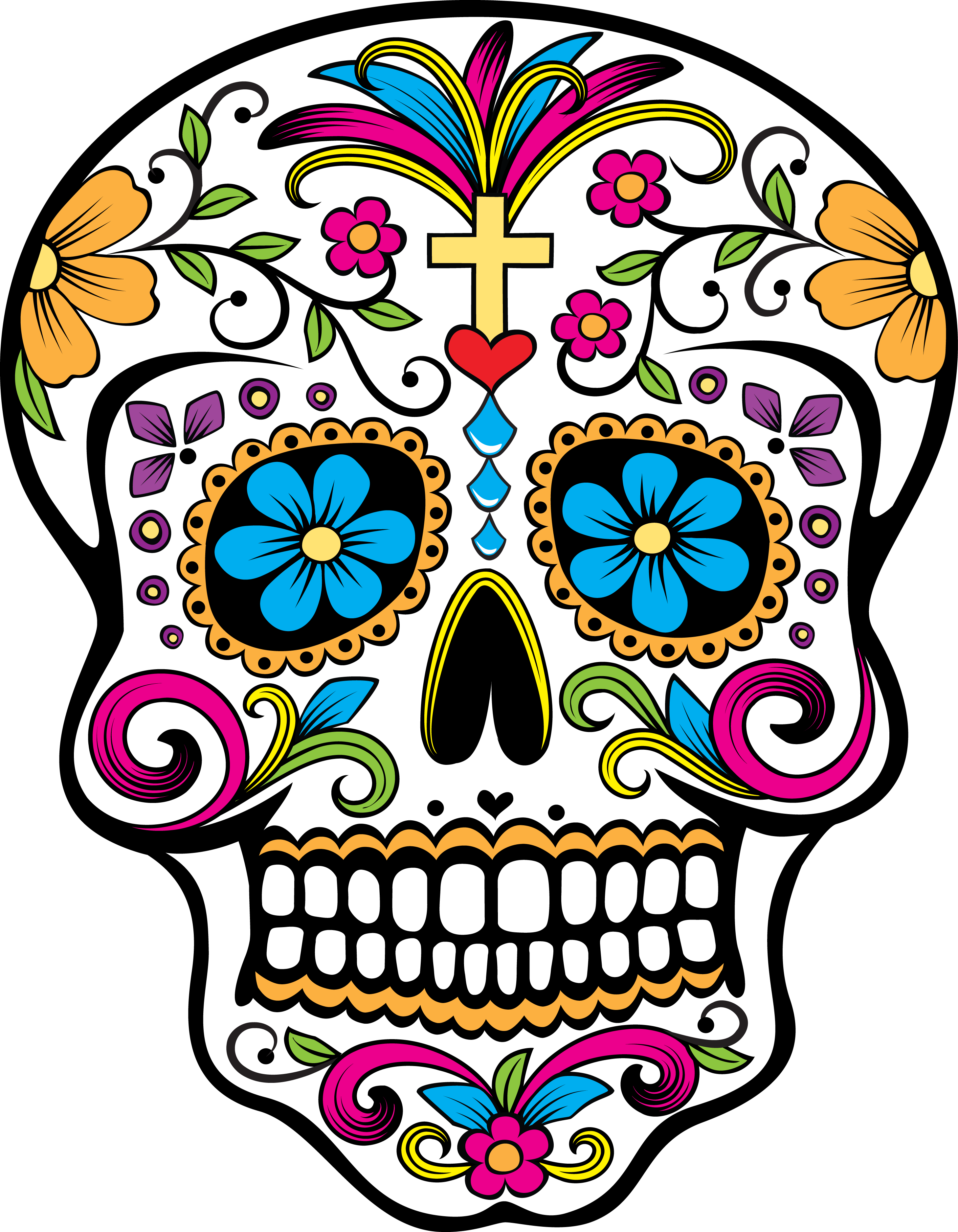 Free Icons Png - Sugar Skulls Clipart (2917x3750), Png Download