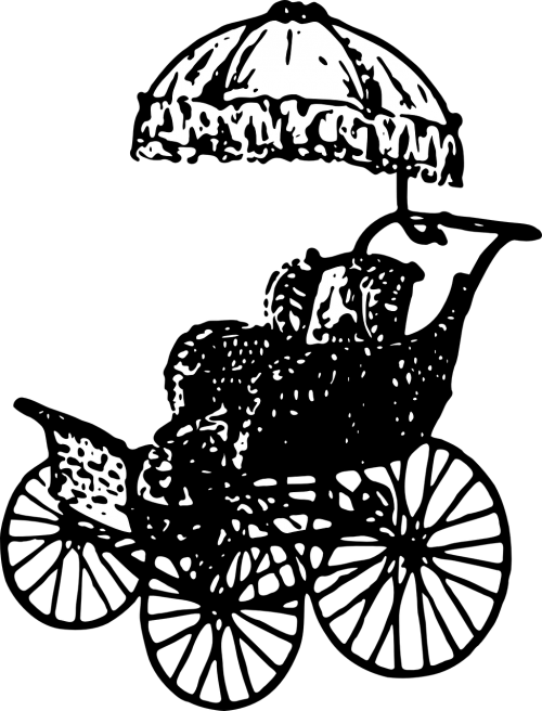 Baby - Baby Carriage Vintage Png Clipart (500x656), Png Download