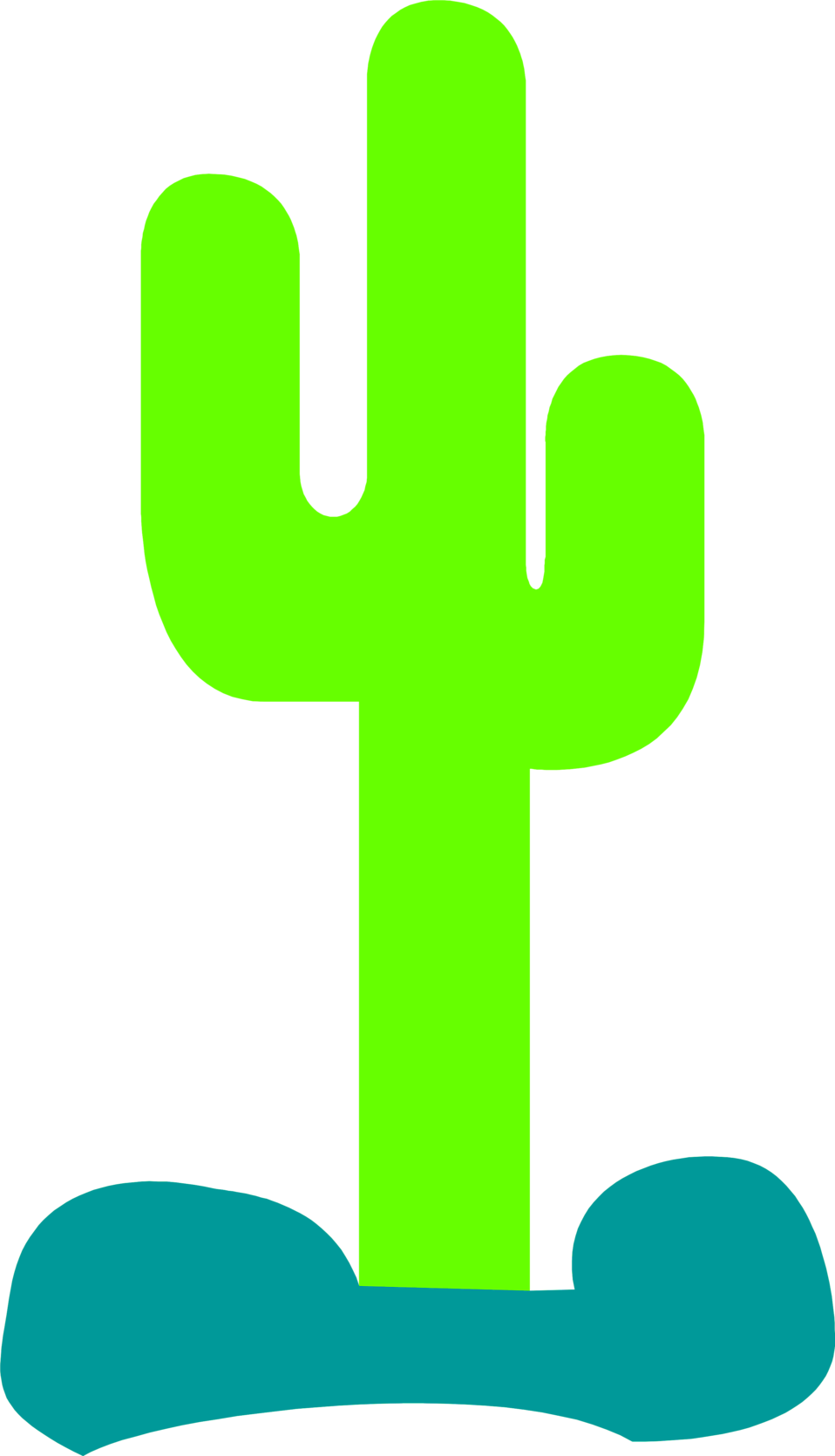 Cactus Silhouette Clip Art - Green Cactus Silhouette - Png Download (958x1670), Png Download