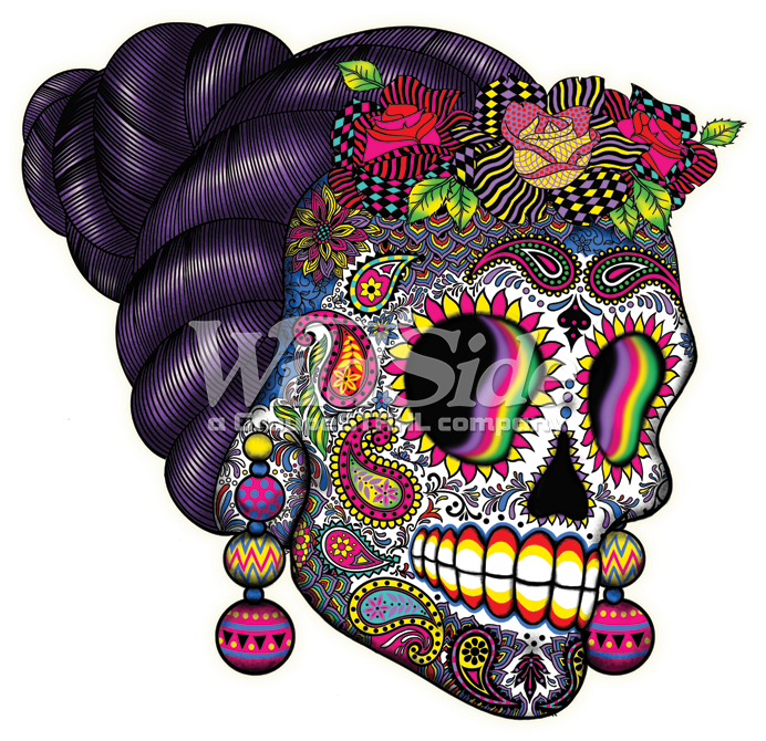 Of Skull Wildside - Day Of The Dead Flag Transparent Png Clipart (709x709), Png Download