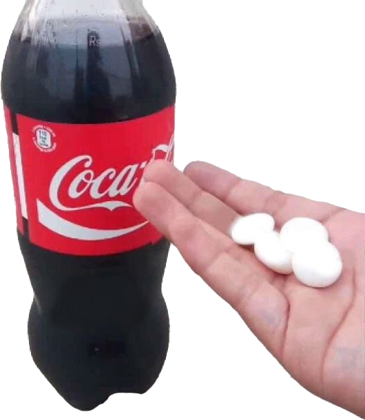 Salt Bae But With Mentos And Coke - Coca Cola Mentos Meme Clipart (530x610), Png Download