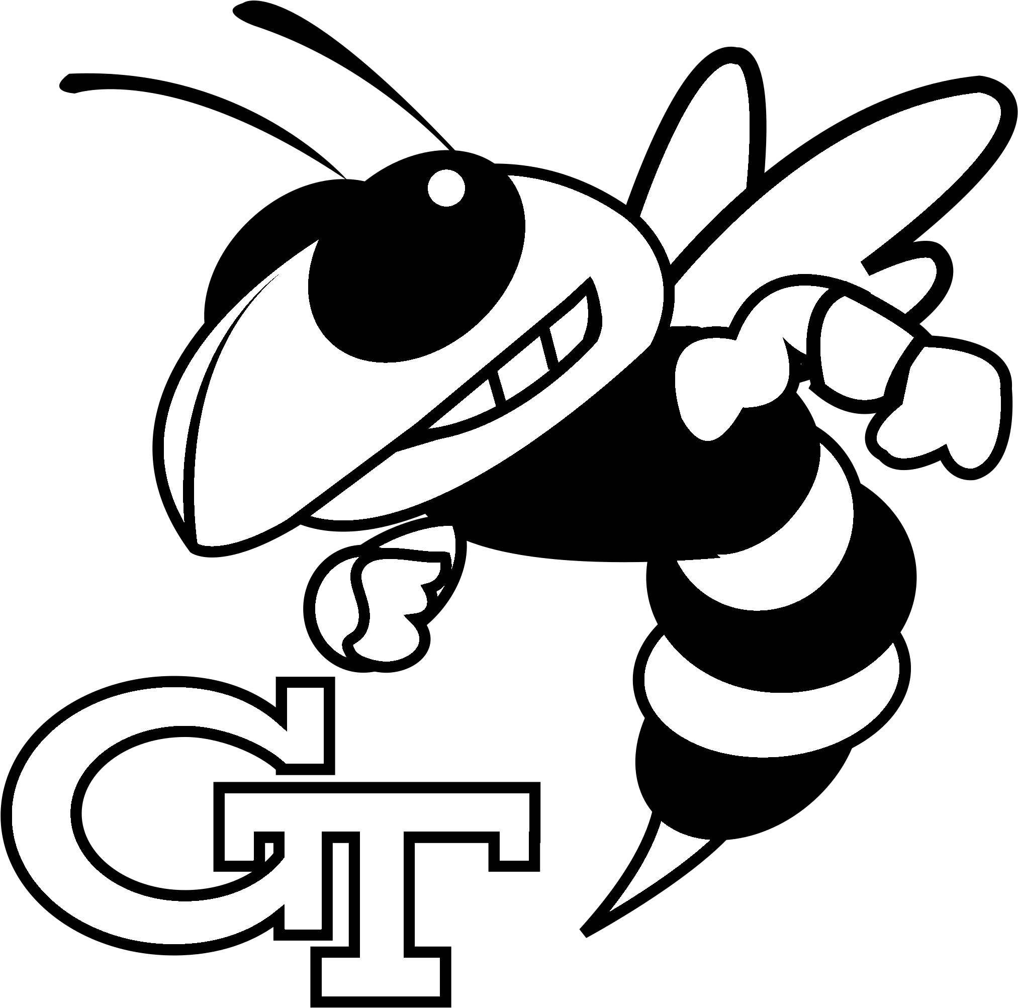 Georgia Tech Yellow Jackets Logo Black And White - Georgia Tech Logo Black And White Clipart (2400x2400), Png Download