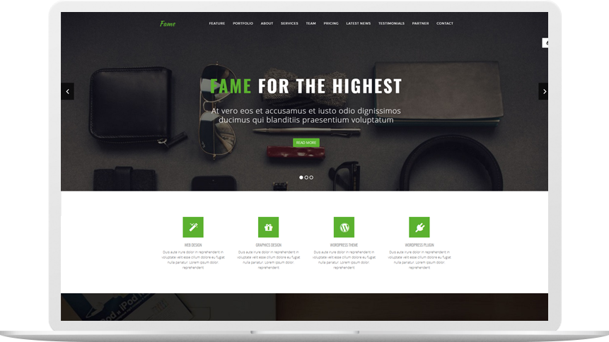 Fame Responsive Business Template - Html Template Free Clipart (861x484), Png Download