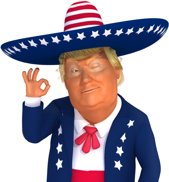 #trumpsticker It's Ok 3d Mexican Trump Caricature - Trump Mexican Clipart (618x618), Png Download