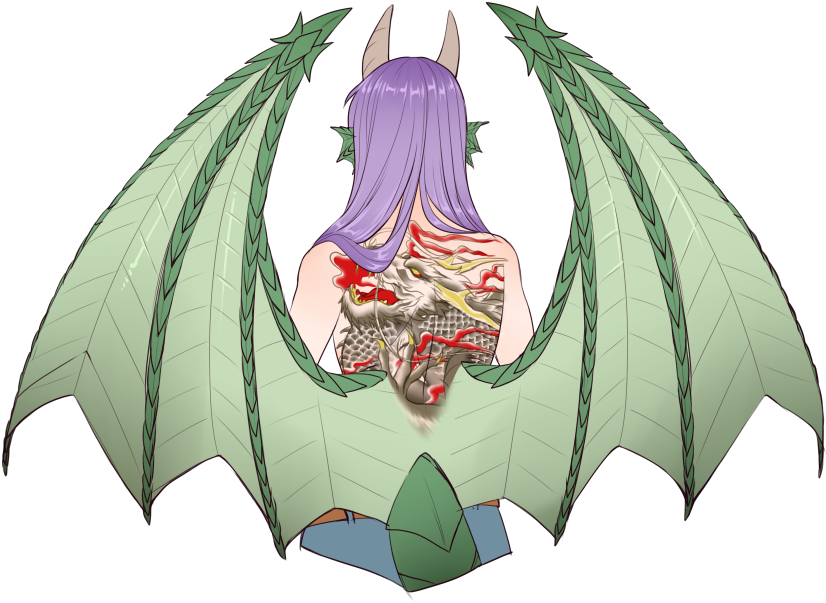 1girl Absurdres Animal Ears Back Tattoo Belt Blue Pants - Illustration Clipart (850x604), Png Download