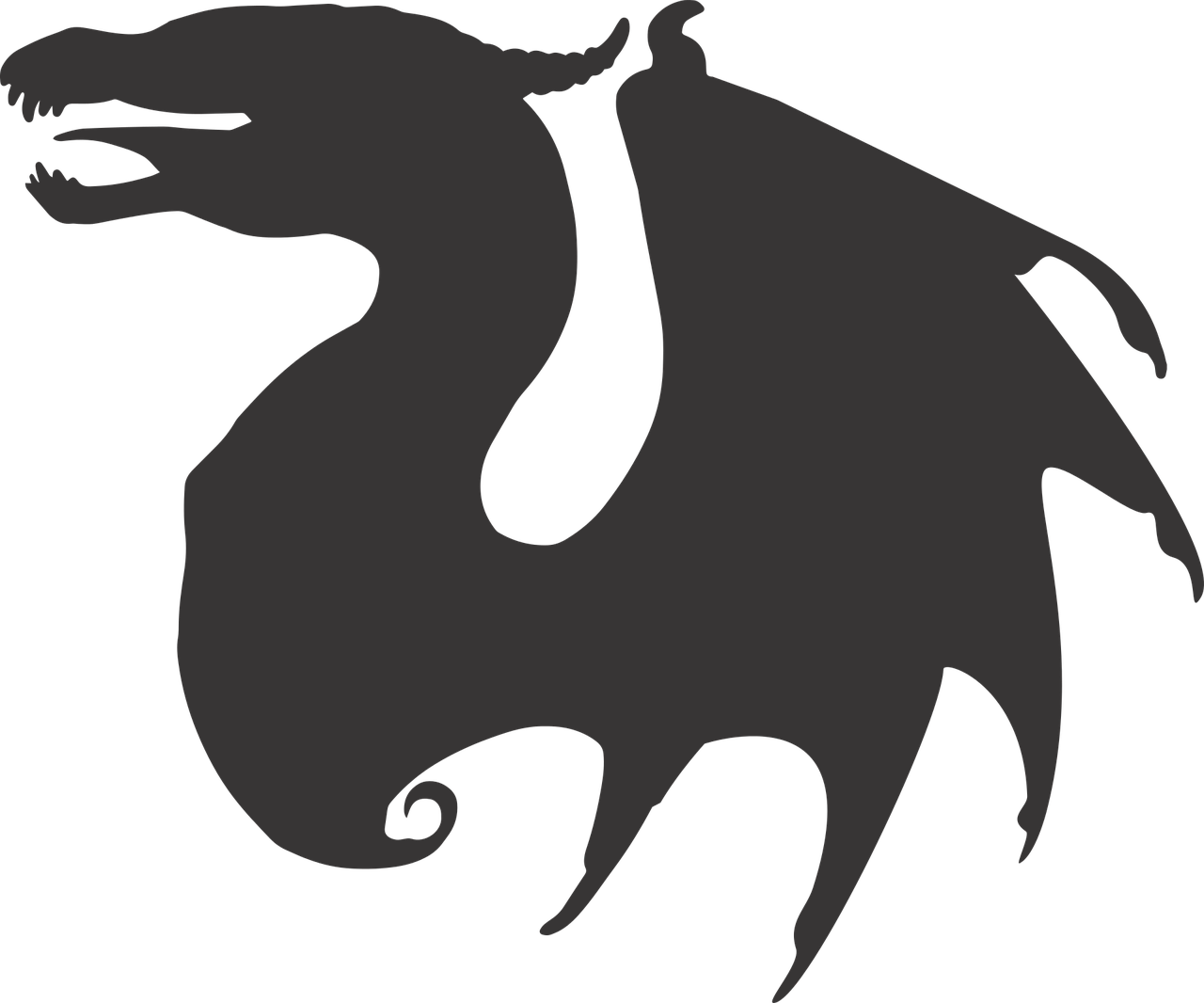 Dragon,dragon Vector,dragon - Силуэт Дракон Clipart (1280x1066), Png Download