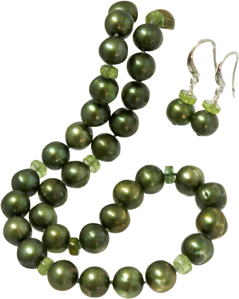 Green Pearl Necklace With Peridot Beads - Bead Clipart (1127x1127), Png Download