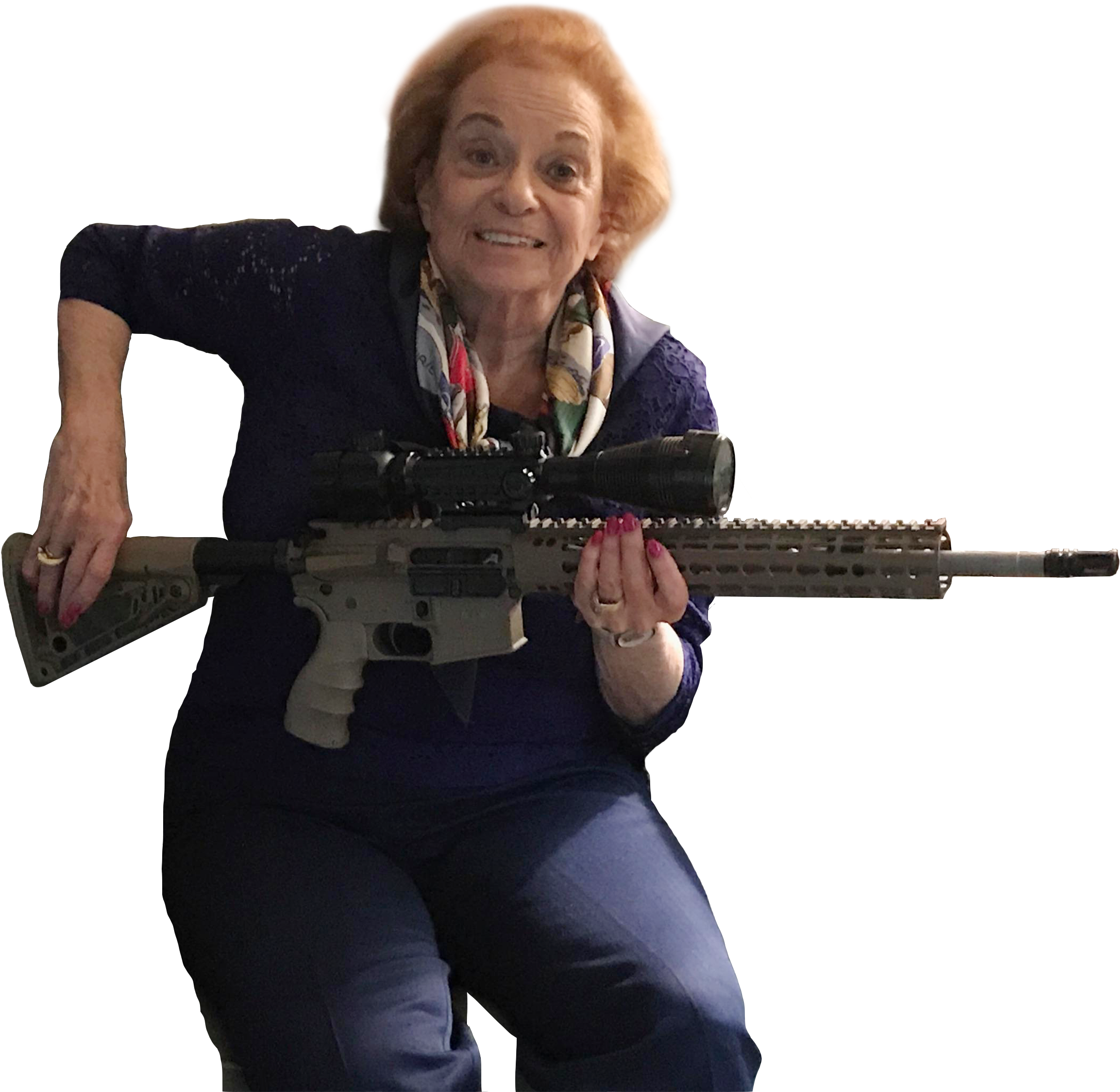 Personold Lady Holding An Assault Rifle - Assault Rifle Clipart (2451x2299), Png Download