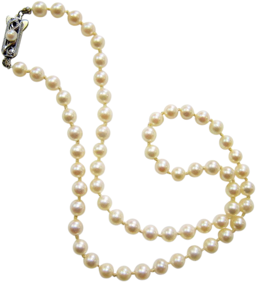 Mikimoto Pearl Necklace - 1950s Mikimoto Pearl Necklace Clipart (839x923), Png Download