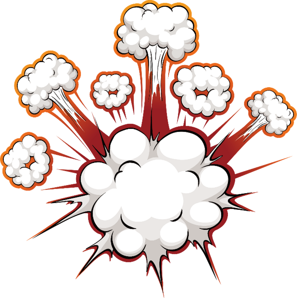 #bomb #blast #cartoon #effect #white #explosion #red - Cartoon Explosion Cloud Png Clipart (1024x1028), Png Download