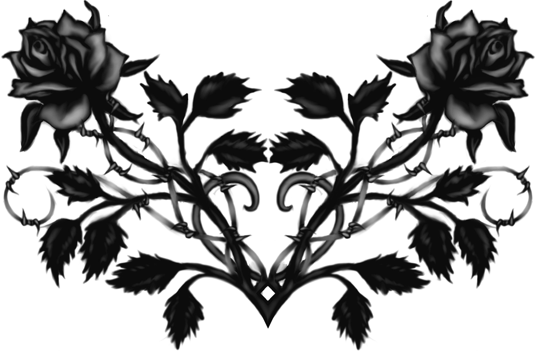 Goth Tattoo Png Free Download - Black Roses With Thorns Clipart (1727x1127), Png Download