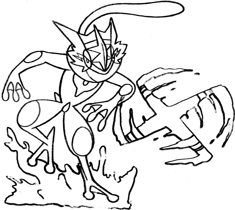 Quality Coloring Pages Of Greninja Ash Filmoom Me - Pokemon Drawings Ash Gr...
