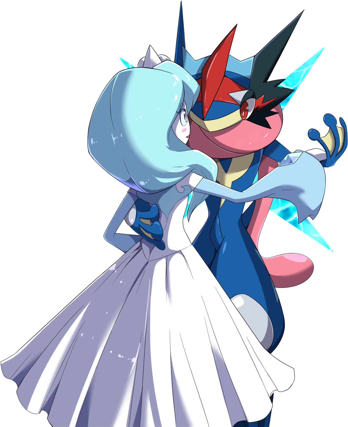 “ Commission For Healercharm Of Ash-greninja And Her - Greninja And Flurriko Clipart (1280x1536), Png Download