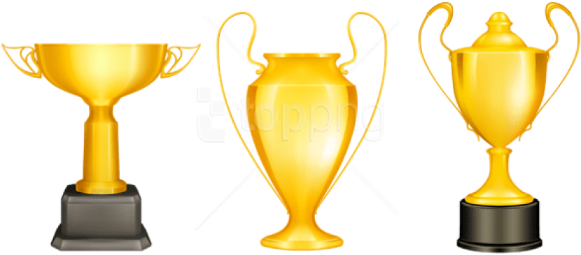 Free Png Download Transparent Gold Silver Bronze Trophies - Trophy Vector Clipart (850x387), Png Download