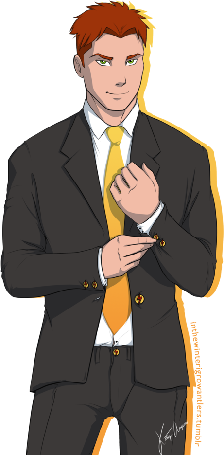 Kid Flash Is A Founding Member Of The Team - Wally West In A Tuxedo Clipart (461x935), Png Download