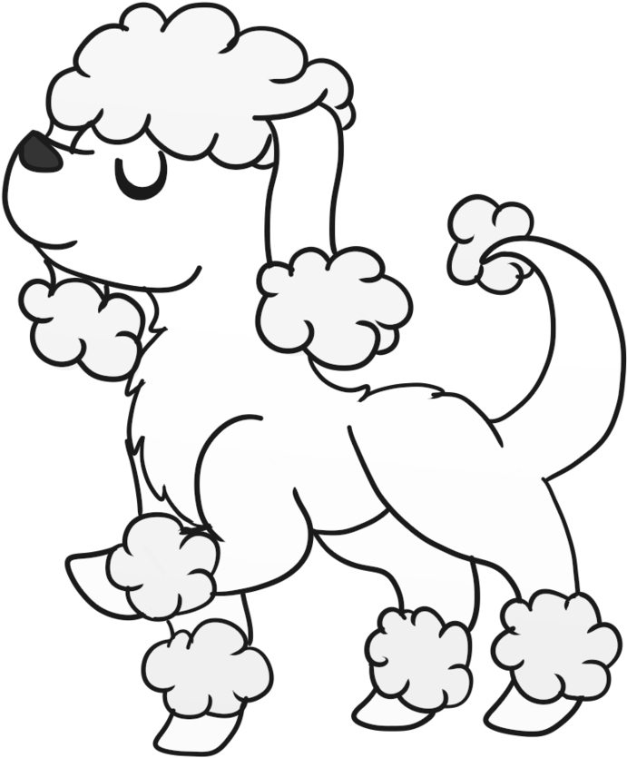 Drawn Printable Image Of Full Size Poodle - Baby Poodle Coloring Pages Clipart (894x894), Png Download