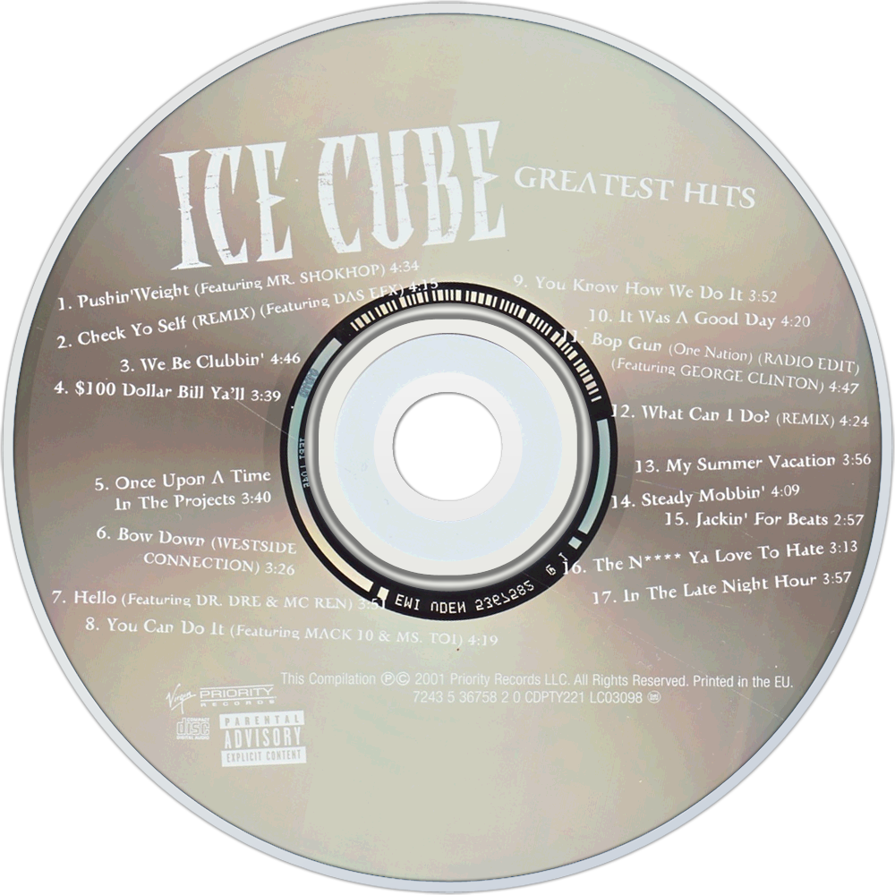 Ice Cube Greatest Hits Cd Disc Image - Ice Cube Greatest Hits Plyta Clipart (1000x1000), Png Download