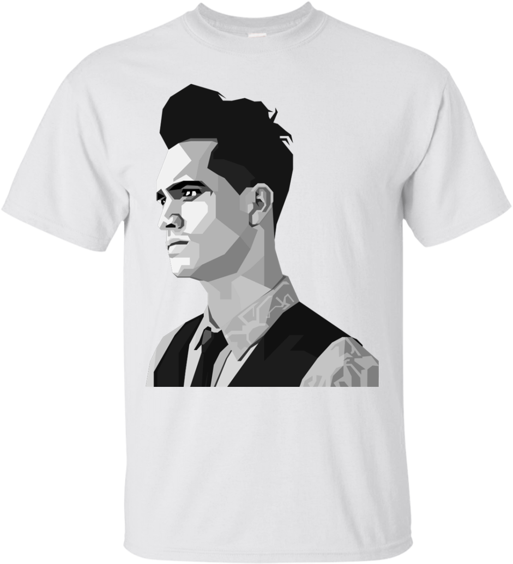Men T-shirt Brendon Urie Panic At The Disco T Shirt - Brendon Urie Face Outline Clipart (1155x1155), Png Download