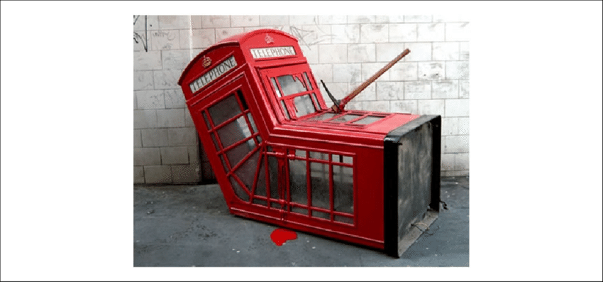 Murdered Phone Booth, London, - Banksy Murdered Phone Booth Clipart (850x397), Png Download