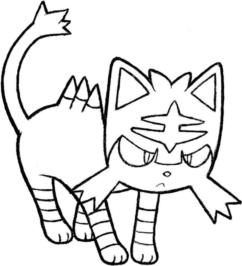 Litten Pokemon Coloring Pages With 28 Collection Of - Pokemon Colouring Pages Litten Clipart (884x903), Png Download