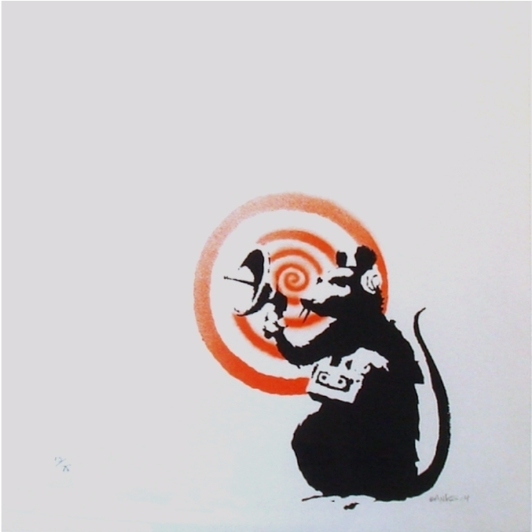 Radar Rat, 2004 Sonic Rat By Banksy - Banksy Radar Rat Clipart (1600x766), Png Download
