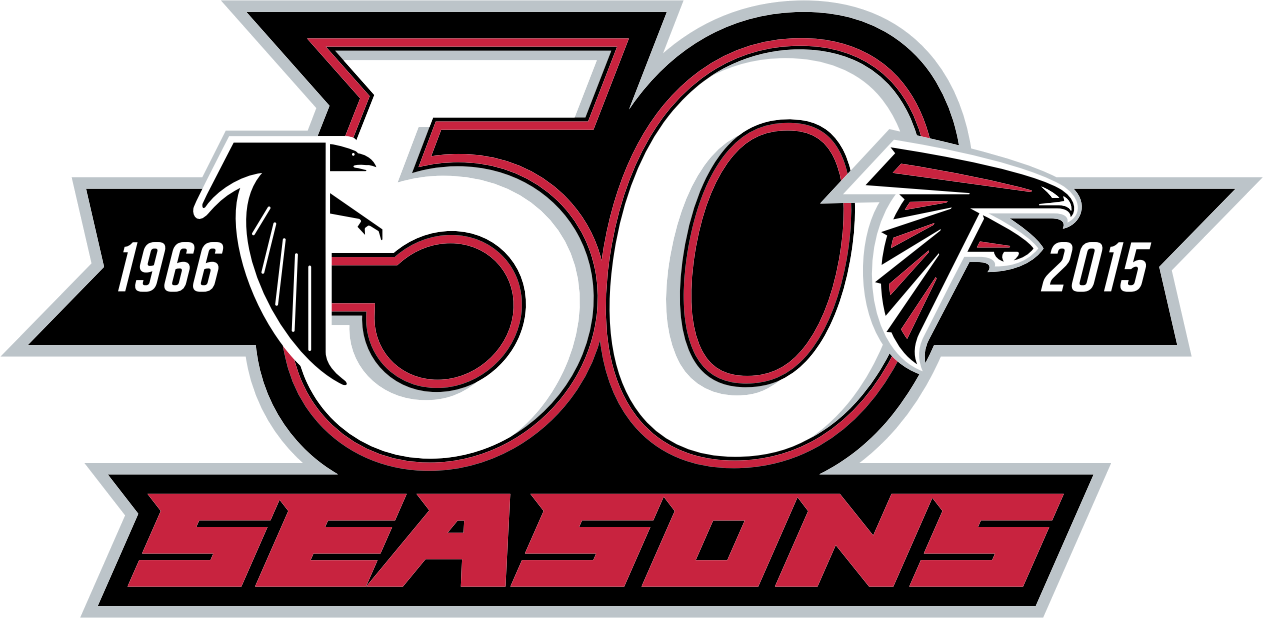 Logo Atlanta Falcons 2015 - Atlanta Falcons 50 Seasons Clipart (1263x618), Png Download