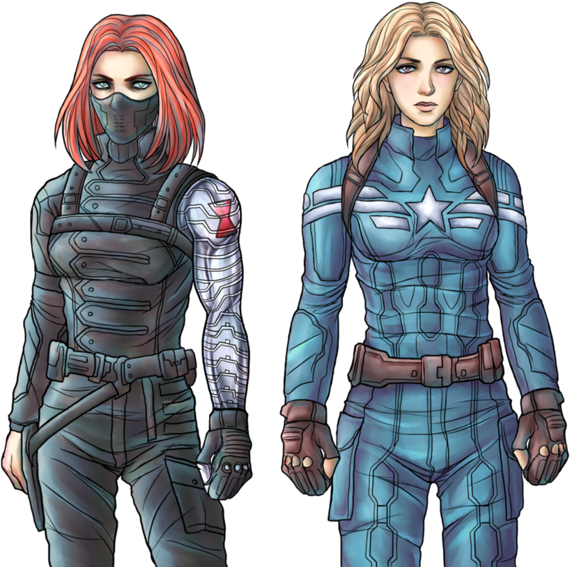 Natasha Romanoff As Winter Soldier Sharon Carter As - Captain America Vs Soldier 76 Clipart (894x894), Png Download