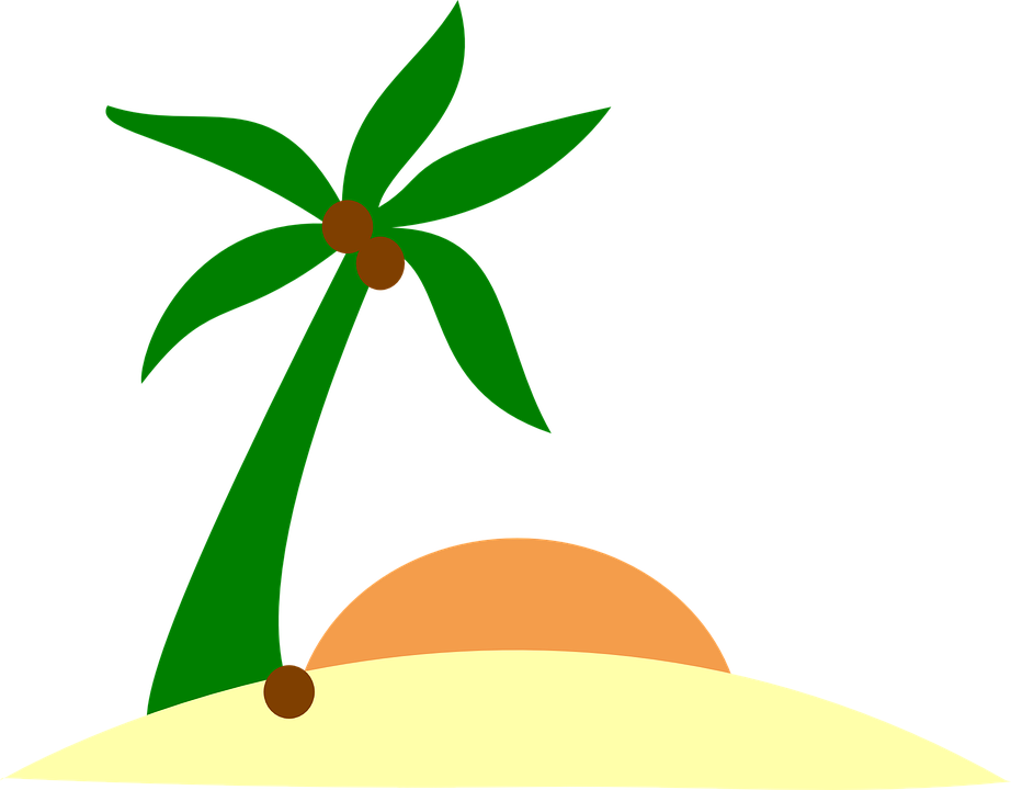 Sunset Clipart Plam Tree - Palm Tree Island Png Transparent Png (922x720), Png Download