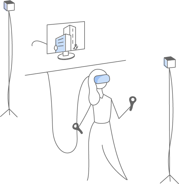 Vr Headsets For Immersive Client Presentations - Line Art Clipart (599x614), Png Download