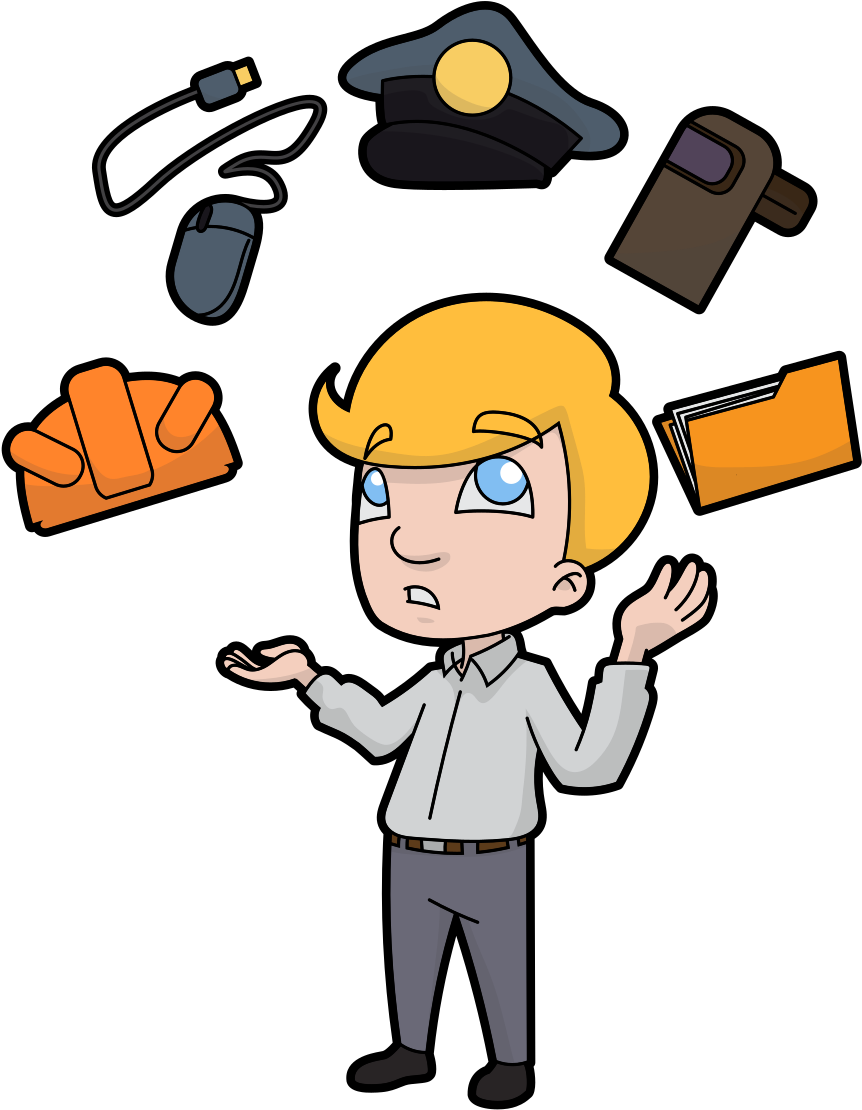 Cartoon Man Juggling Careers Clipart (960x1186), Png Download