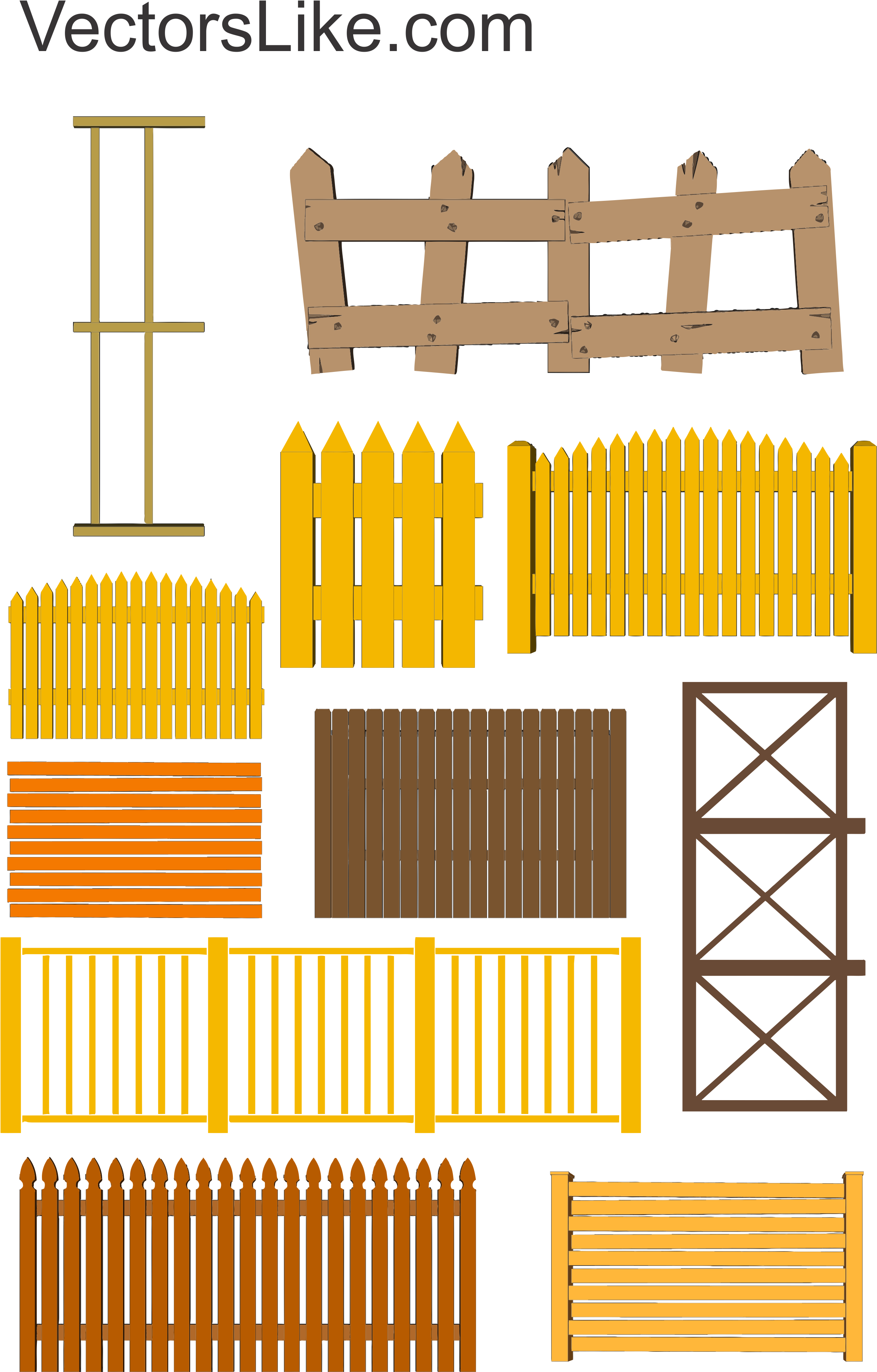 Wooden Fence Vector Free Vectors Like - Wood Fence Vector Free Clipart (2594x4097), Png Download