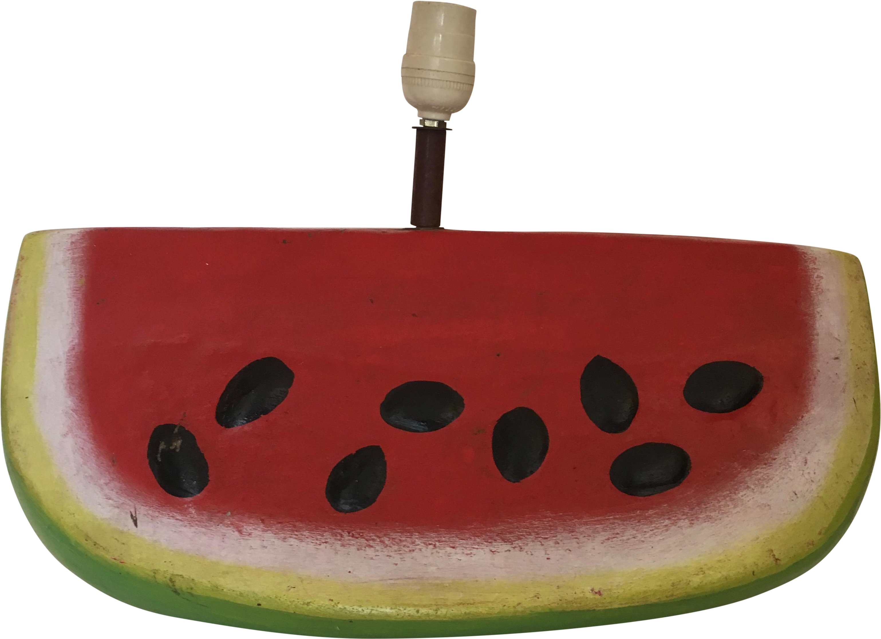 Vintage Terra Cotta Watermelon Slice Lamp On Chairish - Watermelon Clipart (3419x2482), Png Download