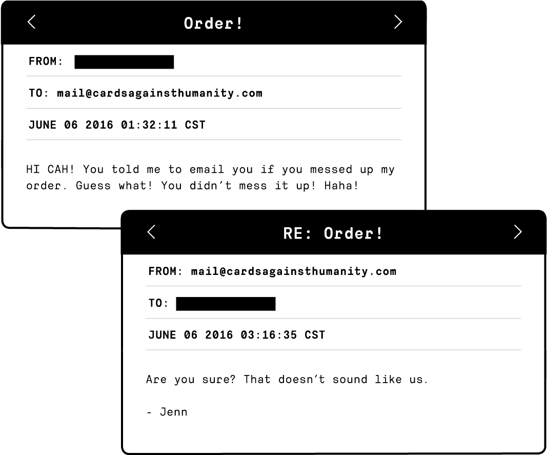 How Cards Against Humanity Maintains Personality While - Cards Against Humanity Customer Service Order Email Clipart (1149x961), Png Download
