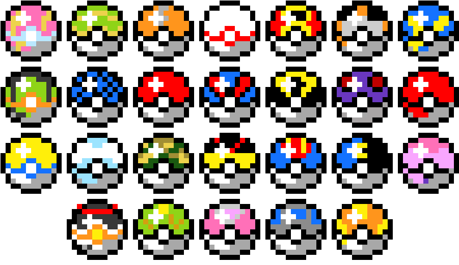 Pixel Art Pokeballs , Png Download - Pixel Art Pokeballs Clipart (901x521), Png Download