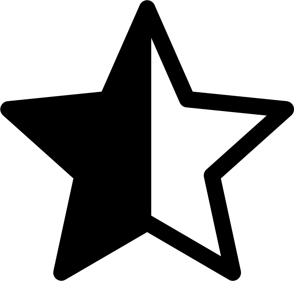 Star Shape With Half Full Comments - Four And Half Stars Clipart (981x936), Png Download