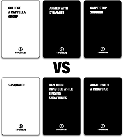 New Card Game- Imagine Cards Against Humanity Meets - Super Fight Board Game Clipart (595x561), Png Download