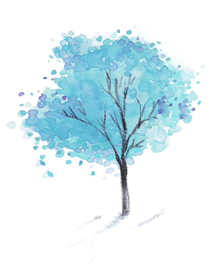 #ftestickers #watercolor #tree #blue - Trees Png Watercolor Clipart (1024x943), Png Download
