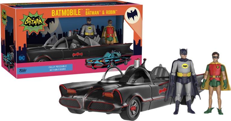 Batman & Robin 1966 Action Figure 2-pack With Batmobile - Funko Batman 66 Batmobile Clipart (768x404), Png Download