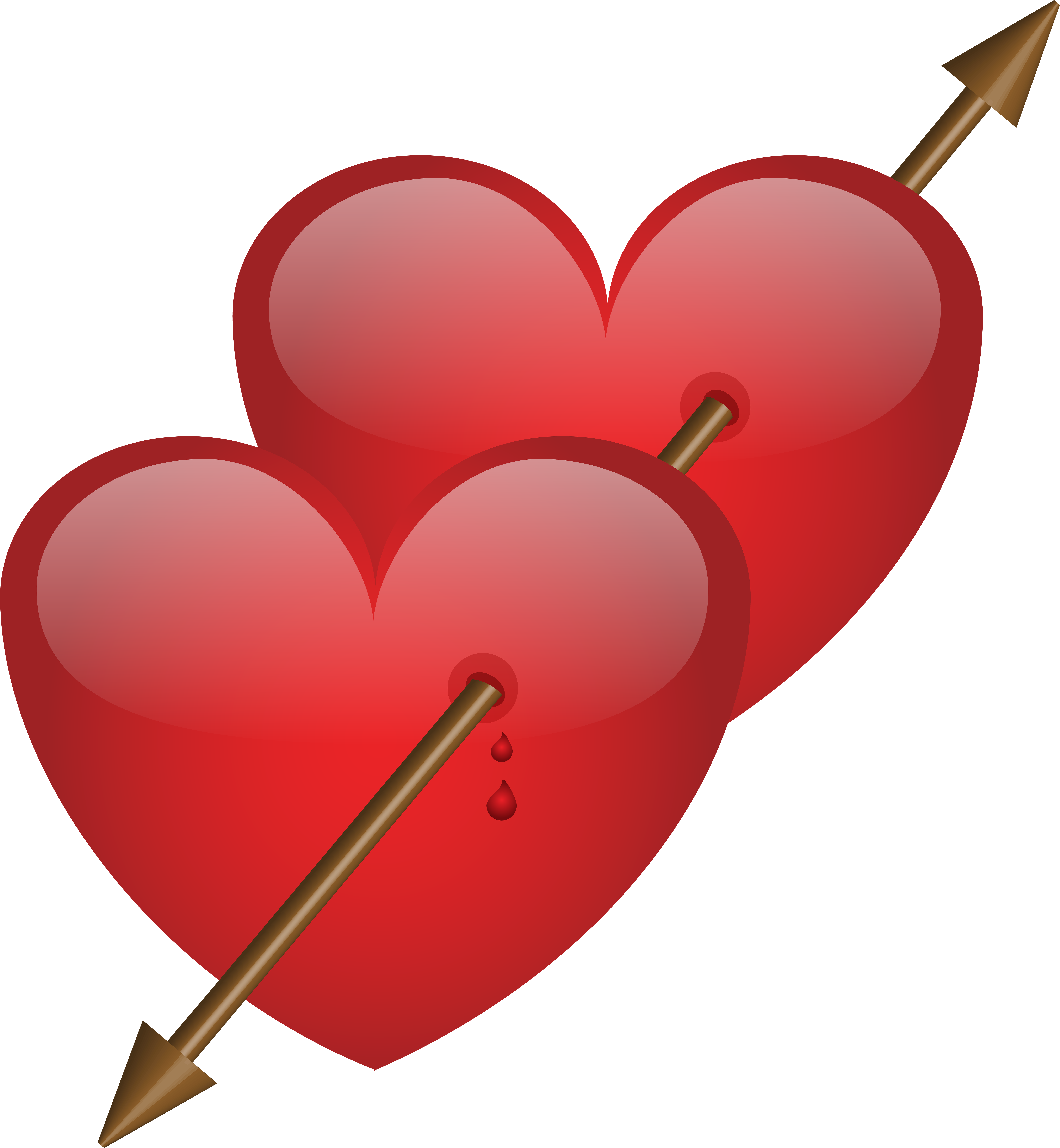 Two Hearts With Arrow Png Clip Art Image Transparent Png (7386x8000), Png Download
