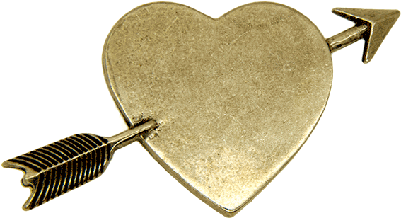 Heart Arrow With Pin, Antique Gold - Heart Clipart (600x600), Png Download